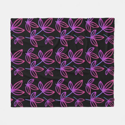 Moderne elegante rosa Blätter Fleecedecke (Vorderseite (Horizontal))