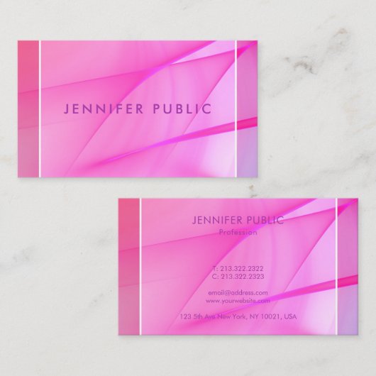 Moderne elegante rosa blaue Lila Vorlage Trendy Visitenkarte (Vorne/Hinten)