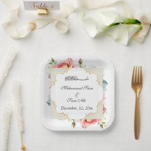 Moderne elegante rosa Blume Nikah muslimische Einl