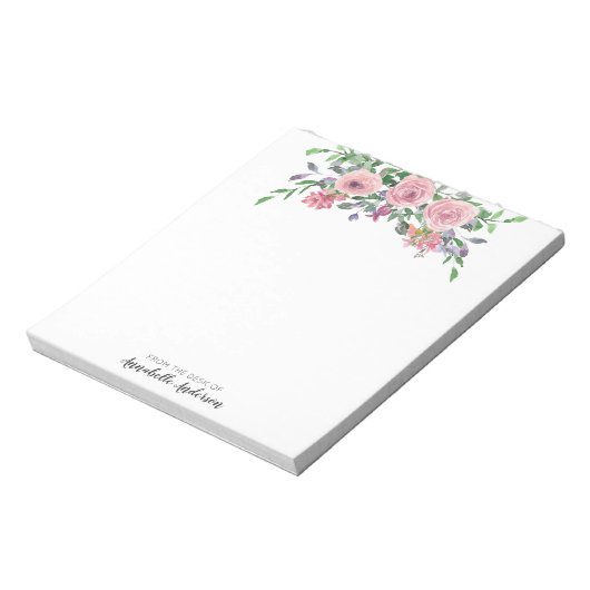 Moderne Elegante Rosa Blumenstrauß Wasserfarben Ro Notizblock (Rotiert)