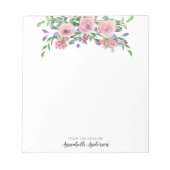 Moderne Elegante Rosa Blumenstrauß Wasserfarben Ro Notizblock (Vorderseite)