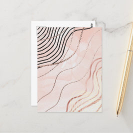 Moderne Elegante Rosa Bohemische Rose Gold Postkarte