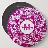 moderne, elegante rosa botanische, florale Technik Button (Vorne & Hinten)