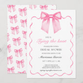 Moderne elegante rosa Bow Bridal Dusche Einladung (Vorne/Hinten)