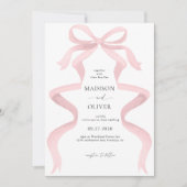 Moderne elegante Rosa-Bow-Monogramm-Hochzeit Einladung (Vorderseite)