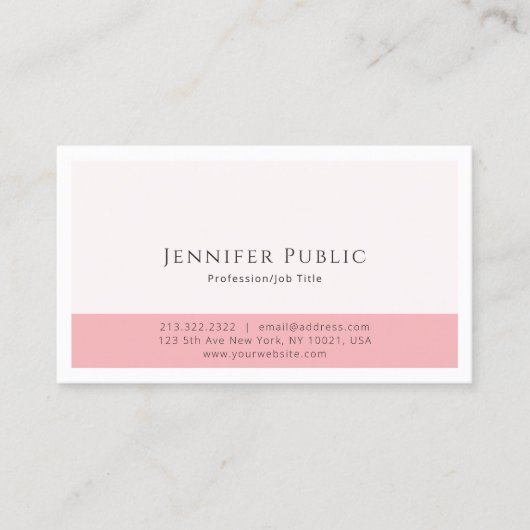 Moderne elegante, rosa, einfache Vorlage Trendy Visitenkarte (Vorderseite)