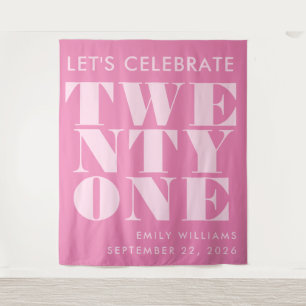 Moderne elegante rosa fette Typografie 21. Geburts Wandteppich