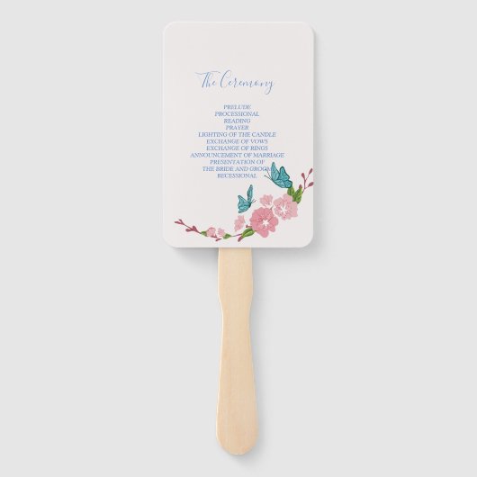 Moderne elegante rosa Flora mit Schmetterling Fächer (Rückseite)