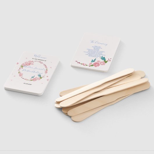 Moderne elegante rosa Flora mit Schmetterling Fächer (Non-assembled)