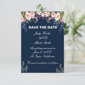 Moderne Elegante Rosa Flora Save the Date Karte (Stehend Vorderseite)