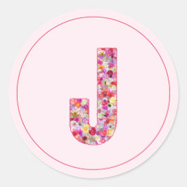 Moderne elegante rosa florale Monogramm Buchstabe  Runder Aufkleber