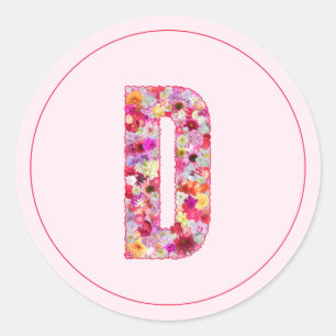 Moderne elegante rosa florale Monogramm Buchstabe Runder Aufkleber