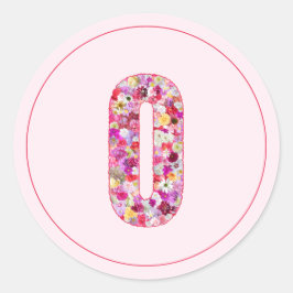 Moderne elegante rosa florale Monogramm Buchstabe  Runder Aufkleber