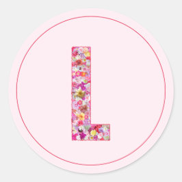 Moderne elegante rosa florale Monogramm Buchstabe  Runder Aufkleber