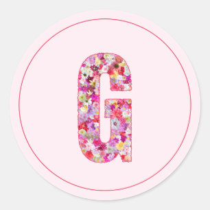 Moderne elegante rosa florale Monogramm Buchstabe Runder Aufkleber