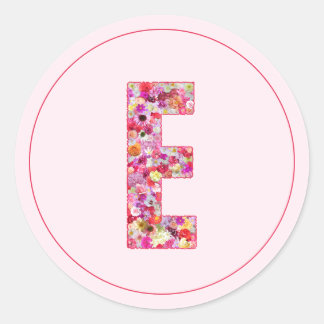 Moderne elegante rosa florale Monogramm Buchstabe Runder Aufkleber