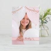 Moderne elegante Rosa Foto Geburtstagskarte Dankeskarte (Stehend Vorderseite)