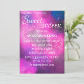 Moderne, elegante rosa Galaxie Save The Date (Stehend Vorderseite)