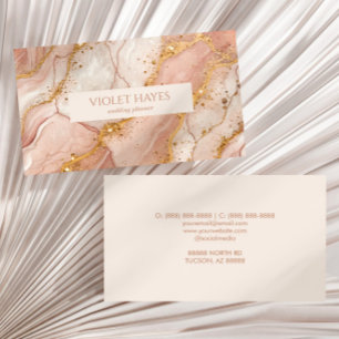 Moderne elegante rosa gold beige Marmor Visitenkarte