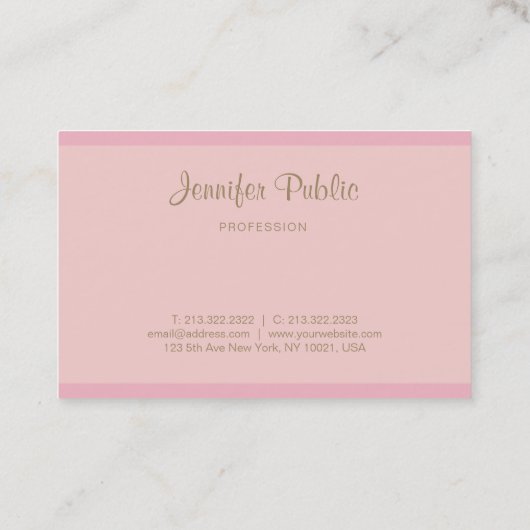 Moderne elegante rosa goldene Kalligraphie-Vorlage Visitenkarte (Rückseite)