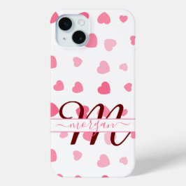 Moderne elegante rosa Herz-Custom Monogram Case
