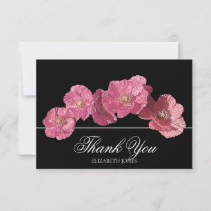Moderne elegante rosa isländische Mohn-Dankeskarte Dankeskarte