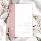 Moderne elegante Rosa-Kreuz-Taufe Einladung