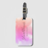 Moderne Elegante Rosa Lila Wasserfarbe Abstrakt Gepäckanhänger (Vorderseite Vertikal)