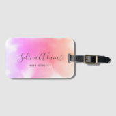 Moderne Elegante Rosa Lila Wasserfarbe Abstrakt Gepäckanhänger (Vorderseite (Horizontal))
