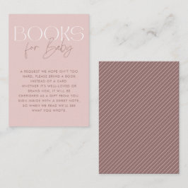 Moderne elegante rosa Mauve Script Books für Baby Begleitkarte