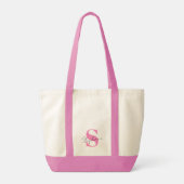 Moderne elegante rosa Monogramm handgeschriebener Tragetasche (Rückseite)