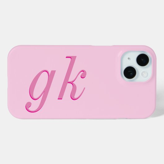 Moderne elegante rosa Monogramm-Initialen Case-Mate iPhone Hülle (Rückseite (Horizontal))