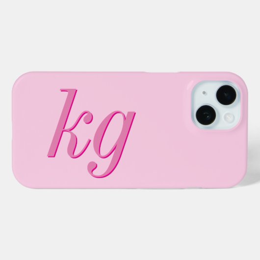 Moderne elegante rosa Monogramm-Initialen Case-Mate iPhone Hülle (Rückseite (Horizontal))