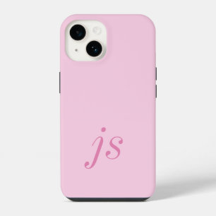 Moderne elegante rosa Monogramm-Initialen iPhone 14 Hülle