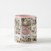 Moderne, elegante Rosa Multi-Foto Collage Achtung Tasse (Zentrum)