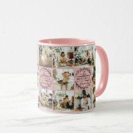 Moderne, elegante Rosa Multi-Foto Collage Achtung Tasse