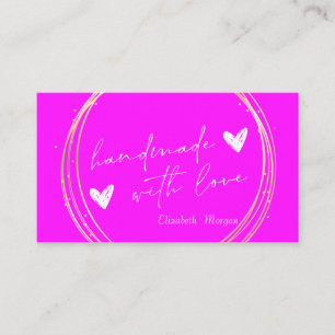Moderne elegante rosa Neon-Gold-Kreis Handarbeit Visitenkarte