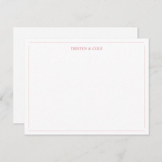 Moderne elegante rosa Note Card Mitteilungskarte (Vorne/Hinten)