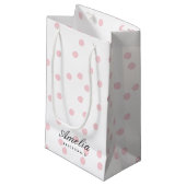 Moderne elegante rosa Polka Dot Bridesmaid Kleine Geschenktüte (Vorderseite Schrägansicht)