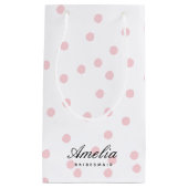 Moderne elegante rosa Polka Dot Bridesmaid Kleine Geschenktüte (Vorderseite)