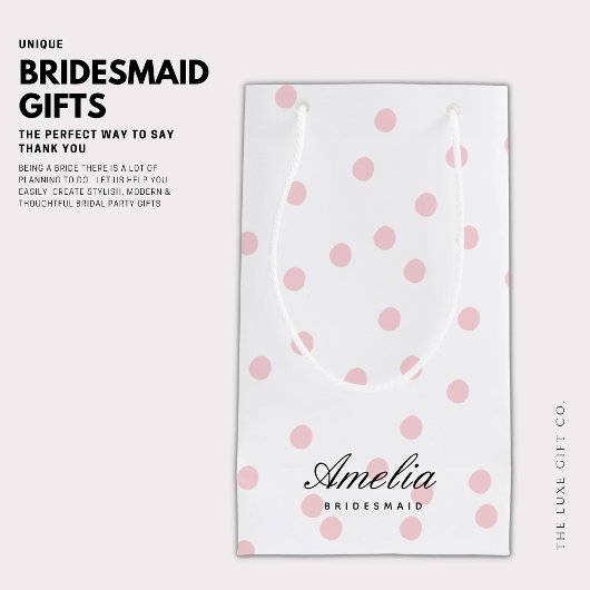 Moderne elegante rosa Polka Dot Bridesmaid Kleine Geschenktüte