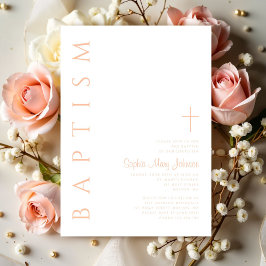 Moderne elegante rosa religiöse Cross-Girl-Taufe Einladung