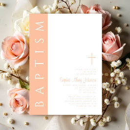Moderne elegante rosa religiöse Kreuztaufe Einladung