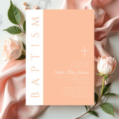 Moderne elegante rosa religiöse Mädchentaufe Einladung