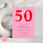 Moderne elegante Rosa Rosa Hallo 50. Geburtstagspa Einladung<br><div class="desc">Feiern Sie stilvoll mit unserer modernen eleganten Rosa und Rot Hallo 50. Geburtstagsparty Einladung! Mit einer lebhaften Mischung aus kühnen rosa und roten Farbtönen ist diese schicke Einladung perfekt, um einen so fabelhaften Meilenstein zu markieren. Elegante Typografie und elegante Design-Elemente machen es zu einer hervorragenden Möglichkeit, Gäste zu Ihrem 50....</div>