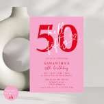 Moderne elegante Rosa Rosa Hallo 50. Geburtstagspa Einladung<br><div class="desc">Feiern Sie stilvoll mit unserer modernen eleganten Rosa und Rot Hallo 50. Geburtstagsparty Einladung! Mit einer lebhaften Mischung aus kühnen rosa und roten Farbtönen ist diese schicke Einladung perfekt, um einen so fabelhaften Meilenstein zu markieren. Elegante Typografie und elegante Design-Elemente machen es zu einer hervorragenden Möglichkeit, Gäste zu Ihrem 50....</div>