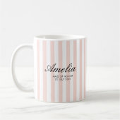 Moderne elegante Rosa Streifen Trauzeugin Kaffeetasse (Links)