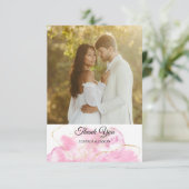 Moderne, elegante Rosa- und Gold-Foto-Hochzeit Dankeskarte (Stehend Vorderseite)