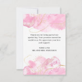 Moderne, elegante Rosa- und Gold-Foto-Hochzeit Dankeskarte (Rückseite)