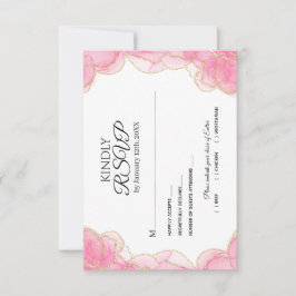 Moderne, elegante Rosa- und Goldhochzeit RSVP Karte